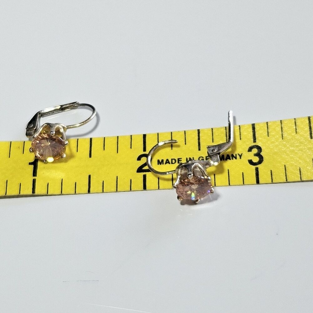 **Last Chance!!Final Sale** Gold Tone Champagne Colored Rhinestone Leverback Ear - Picture 4 of 8